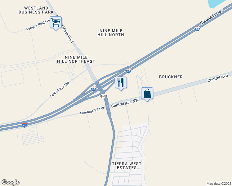 map of restaurants, bars, coffee shops, grocery stores, and more near 15027 Central Avenue Southwest in Albuquerque