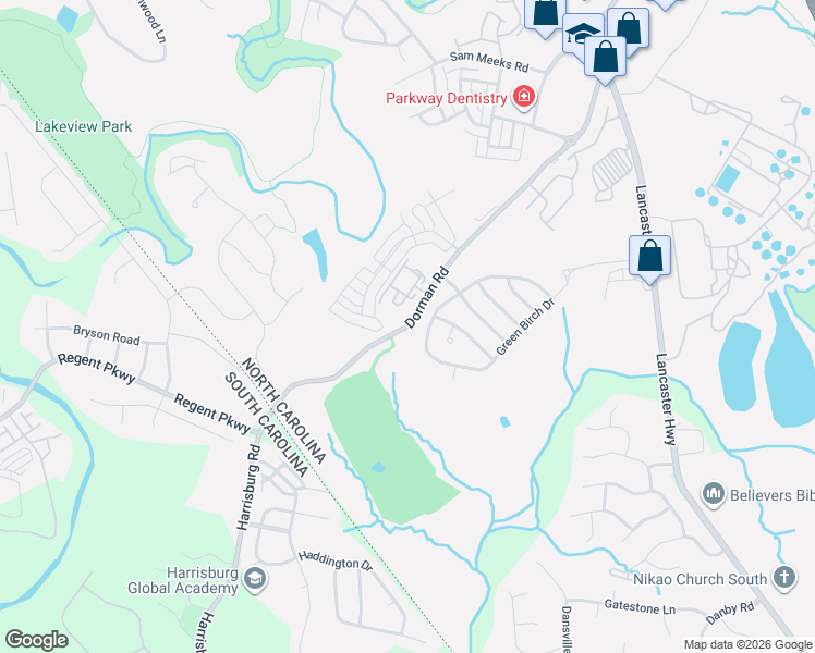 map of restaurants, bars, coffee shops, grocery stores, and more near 13333 Dorman Road in Pineville
