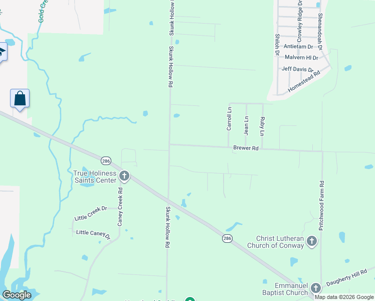 map of restaurants, bars, coffee shops, grocery stores, and more near 9 Odom Road in Conway