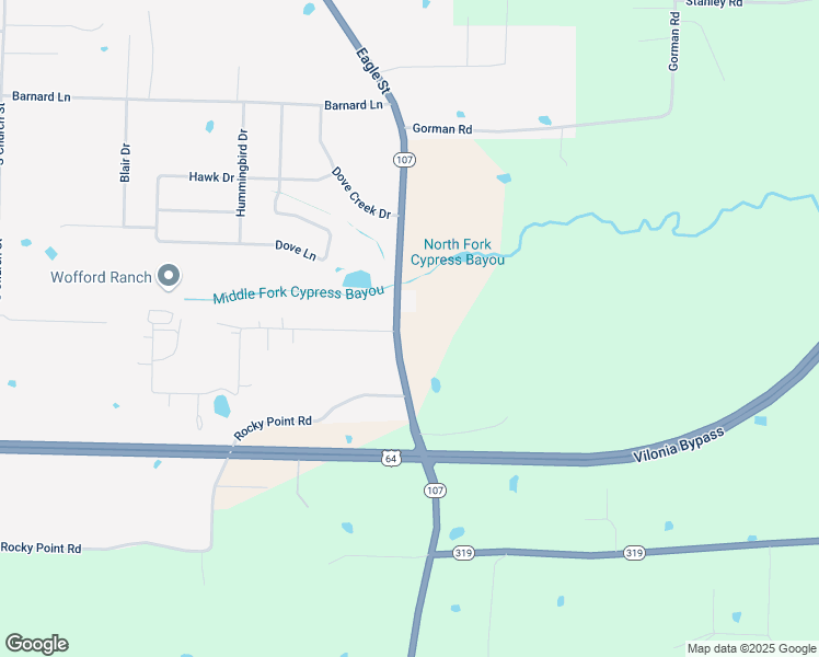 map of restaurants, bars, coffee shops, grocery stores, and more near 163 Arkansas 107 in Vilonia
