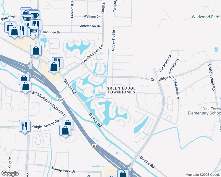 map of restaurants, bars, coffee shops, grocery stores, and more near 3073 McVay Trail Drive in Memphis