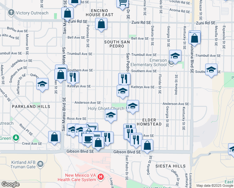 map of restaurants, bars, coffee shops, grocery stores, and more near 932 Cardenas Drive Southeast in Albuquerque
