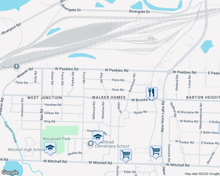 map of restaurants, bars, coffee shops, grocery stores, and more near 369 Dixie Road in Memphis