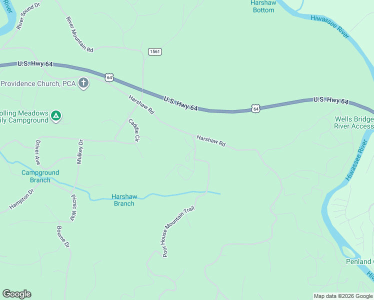 map of restaurants, bars, coffee shops, grocery stores, and more near 94 Smoke Rise Drive in Murphy
