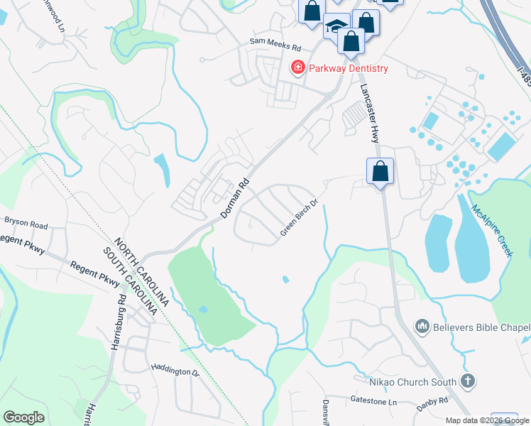 map of restaurants, bars, coffee shops, grocery stores, and more near 12021 Virginia Pine Lane in Pineville