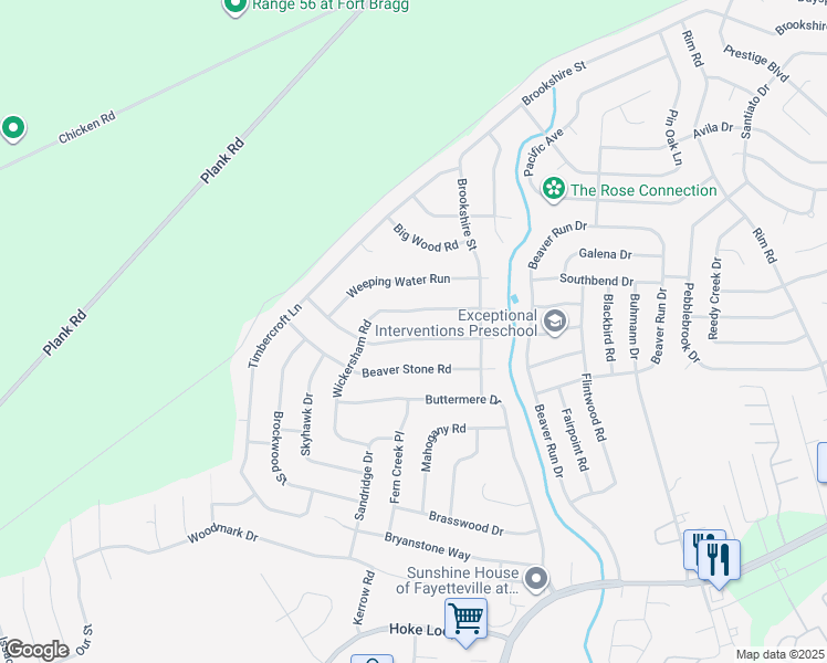 map of restaurants, bars, coffee shops, grocery stores, and more near 6844 Mangrove Drive in Fayetteville
