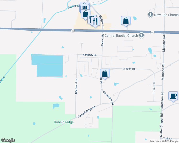 map of restaurants, bars, coffee shops, grocery stores, and more near 1001 McNutt Road in Conway