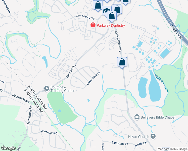 map of restaurants, bars, coffee shops, grocery stores, and more near 11503 Wilson Mill Lane in Pineville