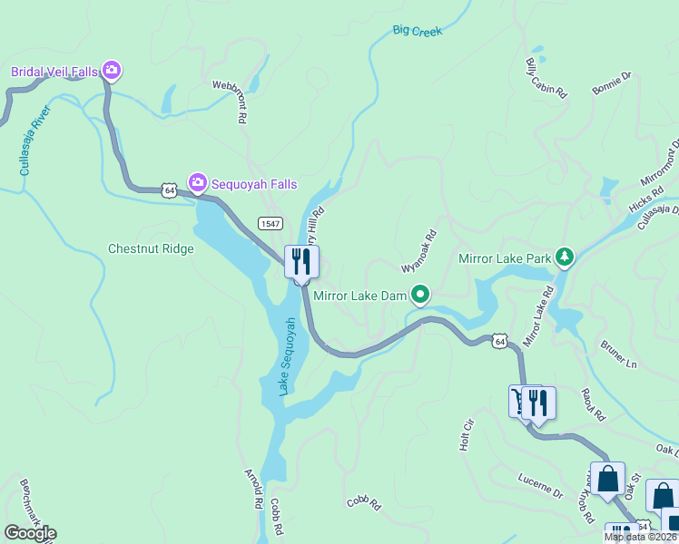 map of restaurants, bars, coffee shops, grocery stores, and more near 309 Azalea Circle in Highlands
