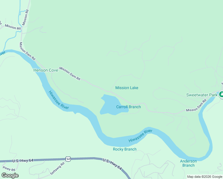 map of restaurants, bars, coffee shops, grocery stores, and more near 1 Mission Ridge Drive in Hayesville