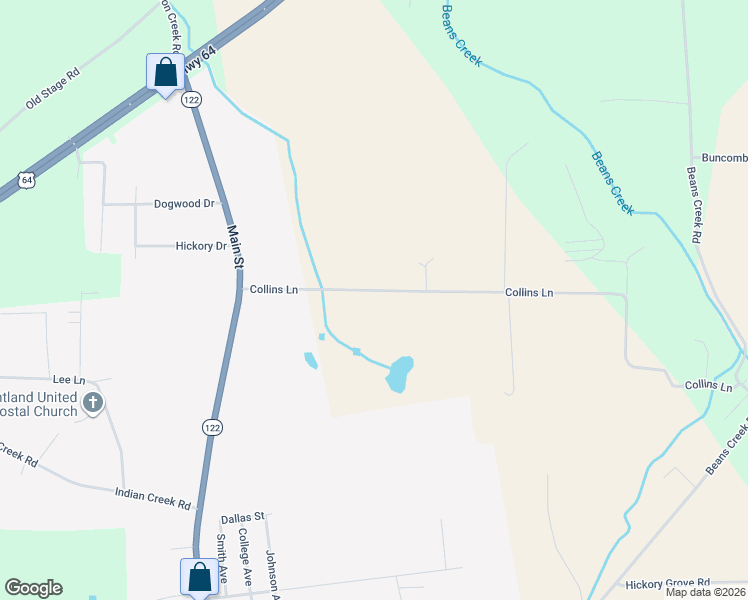 map of restaurants, bars, coffee shops, grocery stores, and more near 328 Collins Lane in Huntland