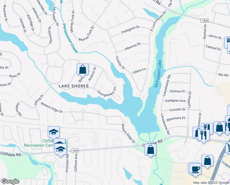 map of restaurants, bars, coffee shops, grocery stores, and more near 3314 Starboard Way in Fayetteville