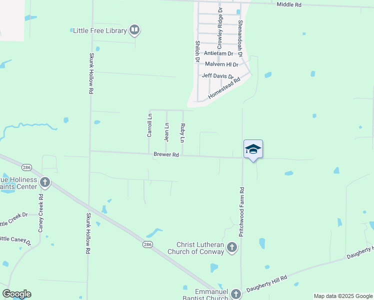 map of restaurants, bars, coffee shops, grocery stores, and more near 2 Ruby Lane in Conway