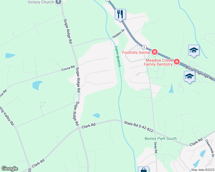 map of restaurants, bars, coffee shops, grocery stores, and more near 325 Trantham Court in Inman