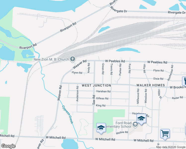 map of restaurants, bars, coffee shops, grocery stores, and more near 3047 Sax Road in Memphis