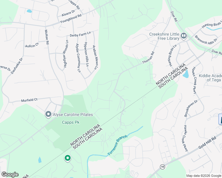 map of restaurants, bars, coffee shops, grocery stores, and more near 13006 Wishsong Ct in Charlotte