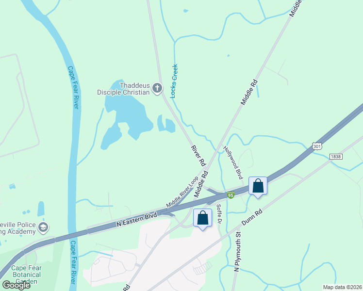 map of restaurants, bars, coffee shops, grocery stores, and more near 907 River Road in Fayetteville