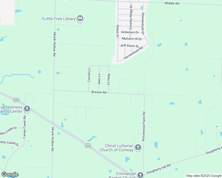map of restaurants, bars, coffee shops, grocery stores, and more near 2 Ruby Lane in Conway