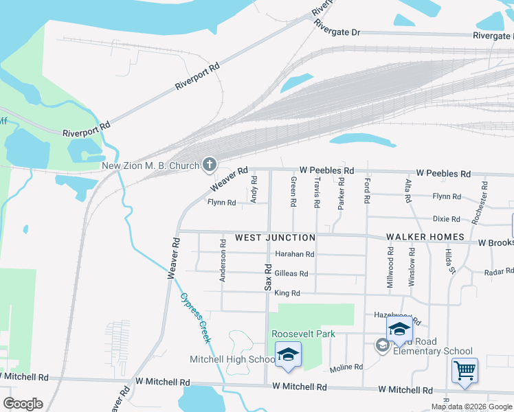 map of restaurants, bars, coffee shops, grocery stores, and more near 3047 Sax Road in Memphis
