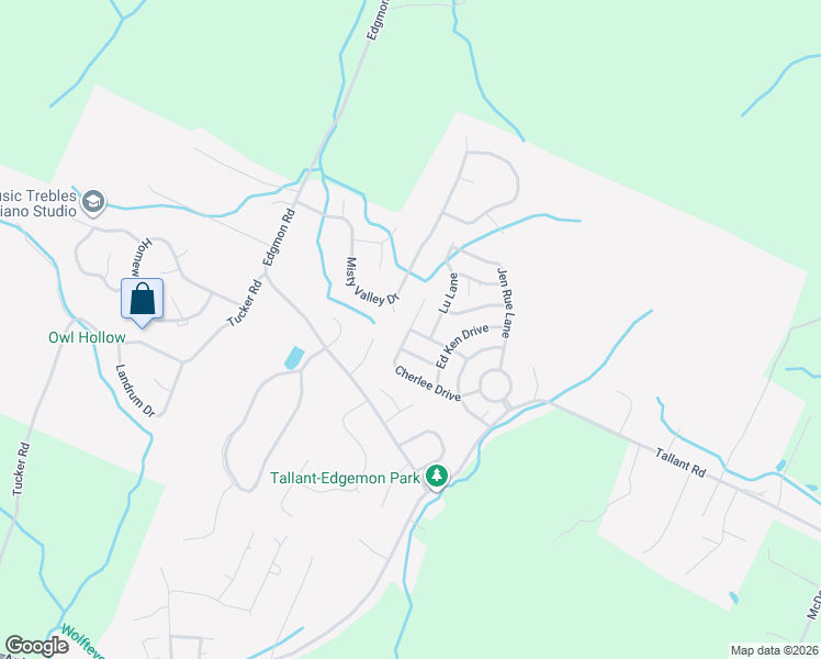 map of restaurants, bars, coffee shops, grocery stores, and more near Cherlee Drive in Collegedale