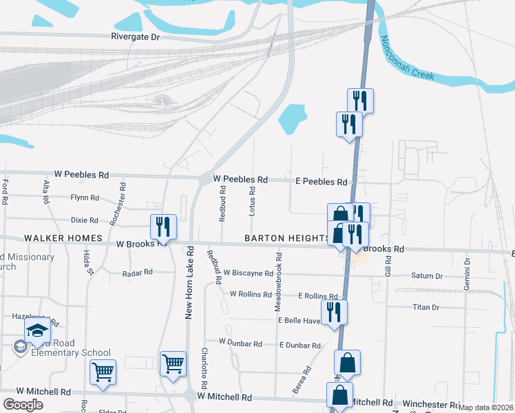 map of restaurants, bars, coffee shops, grocery stores, and more near 3048 Lotus Road in Memphis