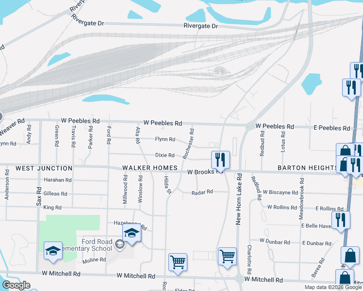 map of restaurants, bars, coffee shops, grocery stores, and more near 288 Flynn Road in Memphis
