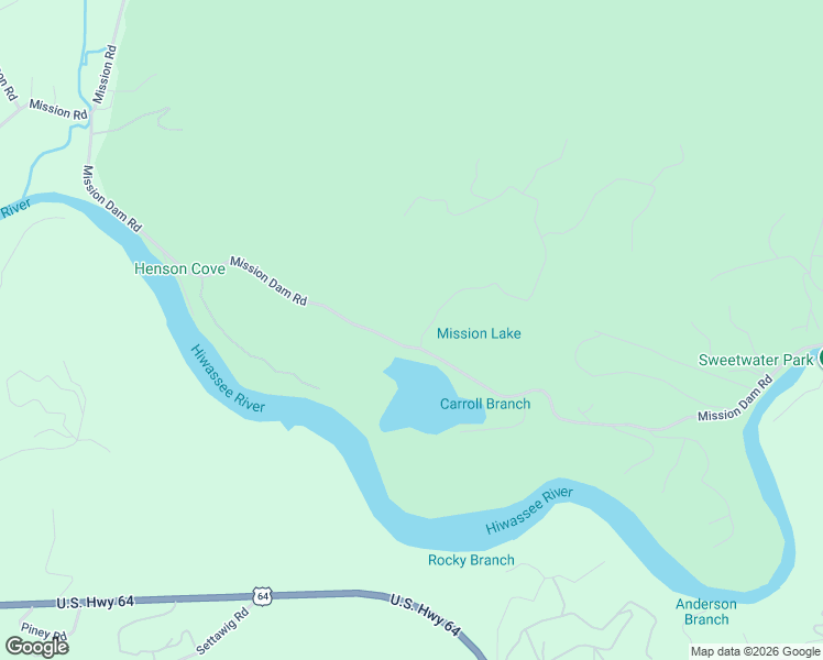 map of restaurants, bars, coffee shops, grocery stores, and more near 1 Mission Ridge Drive in Hayesville