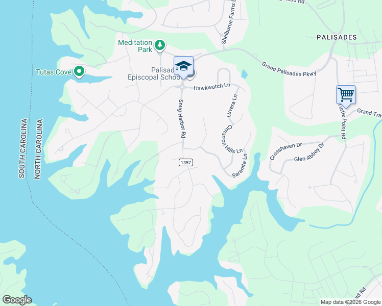 map of restaurants, bars, coffee shops, grocery stores, and more near 15012 Montage Lane in Charlotte