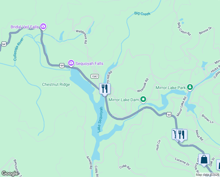 map of restaurants, bars, coffee shops, grocery stores, and more near 309 Azalea Circle in Highlands
