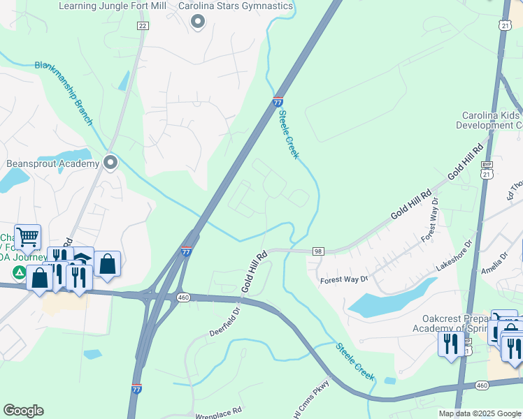 map of restaurants, bars, coffee shops, grocery stores, and more near 579 Cooper River Circle in York County