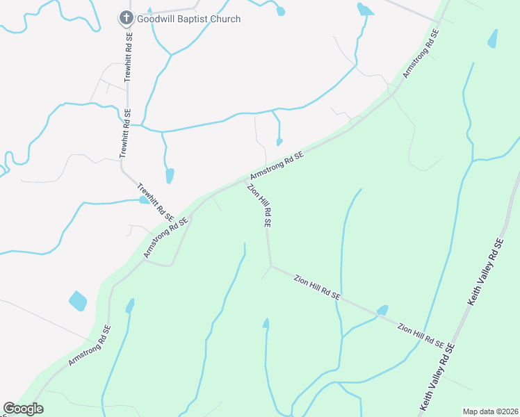 map of restaurants, bars, coffee shops, grocery stores, and more near 180 Zion Hill Road Southeast in Cleveland