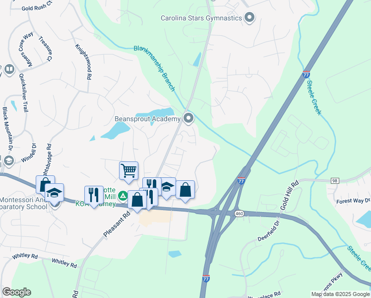 map of restaurants, bars, coffee shops, grocery stores, and more near 1106 Roderick Drive in Fort Mill