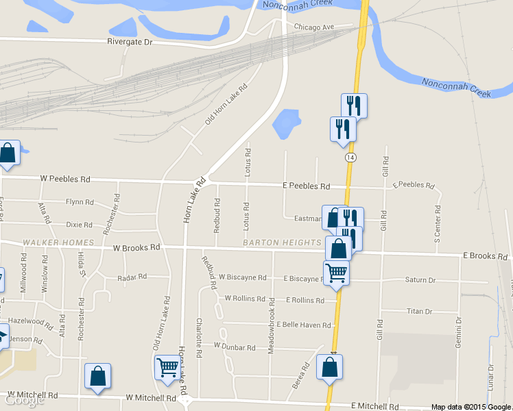 map of restaurants, bars, coffee shops, grocery stores, and more near 3048 Lotus Road in Memphis