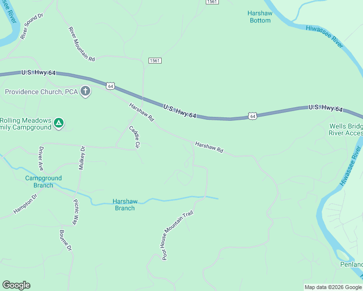map of restaurants, bars, coffee shops, grocery stores, and more near 55 Smoke Rise Circle in Murphy
