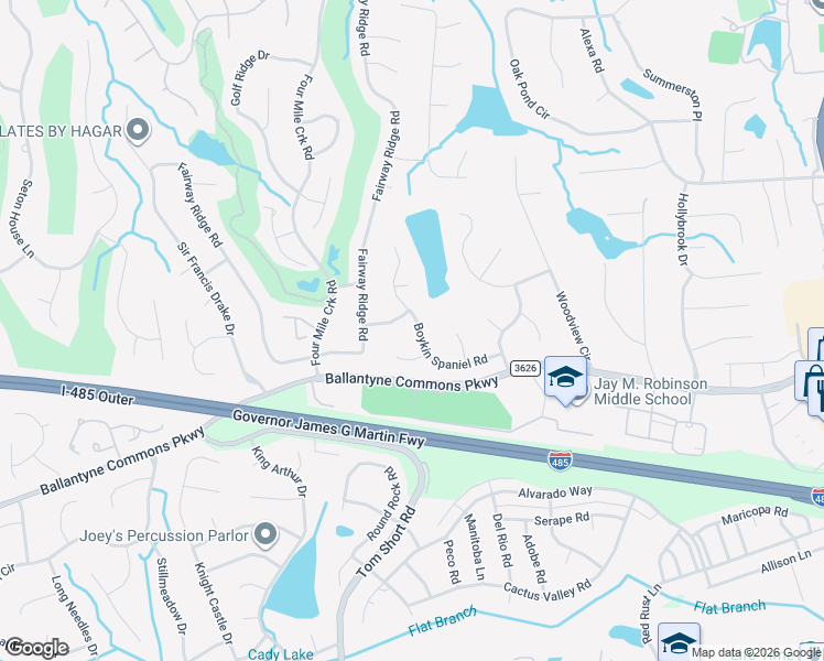 map of restaurants, bars, coffee shops, grocery stores, and more near 10607 Kennel Lane in Charlotte
