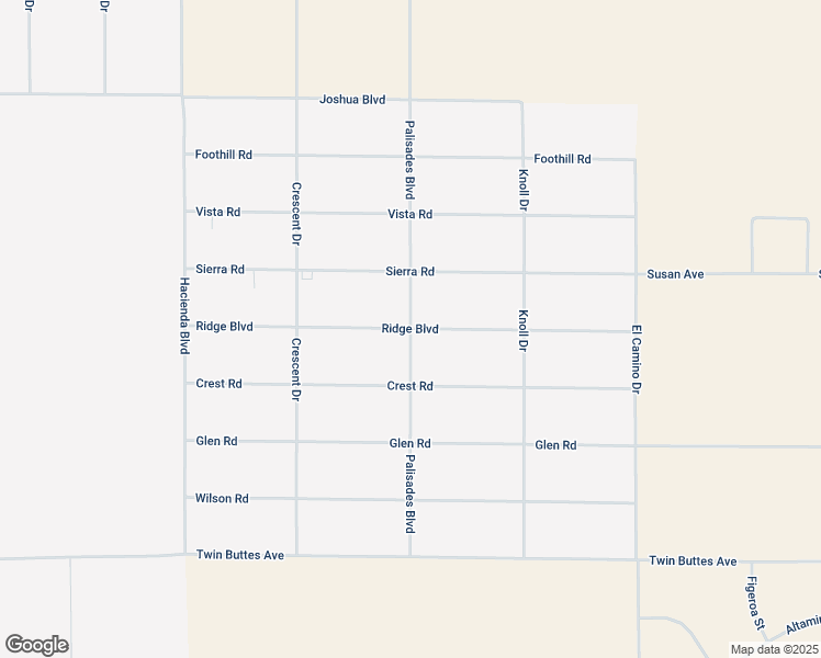 map of restaurants, bars, coffee shops, grocery stores, and more near Ridge Boulevard in California City