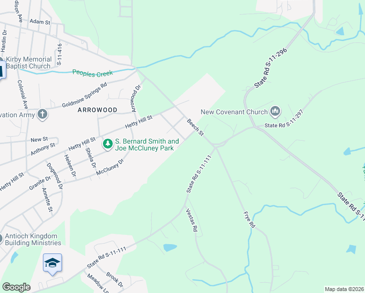 map of restaurants, bars, coffee shops, grocery stores, and more near 109 Edgehill Drive in Gaffney