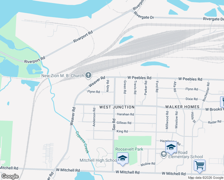 map of restaurants, bars, coffee shops, grocery stores, and more near 3047 Sax Road in Memphis