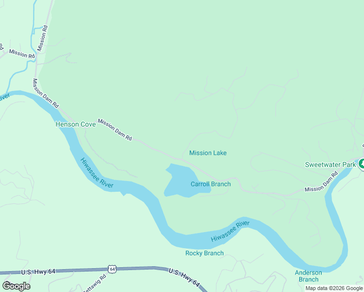 map of restaurants, bars, coffee shops, grocery stores, and more near 1 Mission Ridge Drive in Hayesville