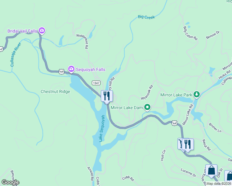 map of restaurants, bars, coffee shops, grocery stores, and more near 309 Azalea Circle in Highlands