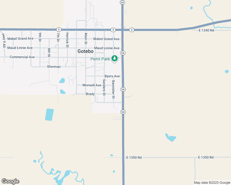 map of restaurants, bars, coffee shops, grocery stores, and more near 315 Bannister Street in Gotebo