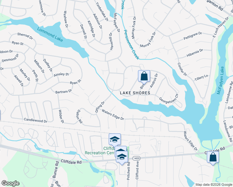 map of restaurants, bars, coffee shops, grocery stores, and more near 699 Georgetown Circle in Fayetteville