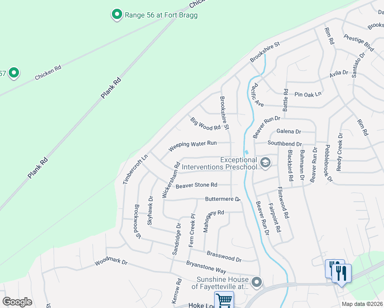 map of restaurants, bars, coffee shops, grocery stores, and more near 6979 Wickersham Road in Fayetteville