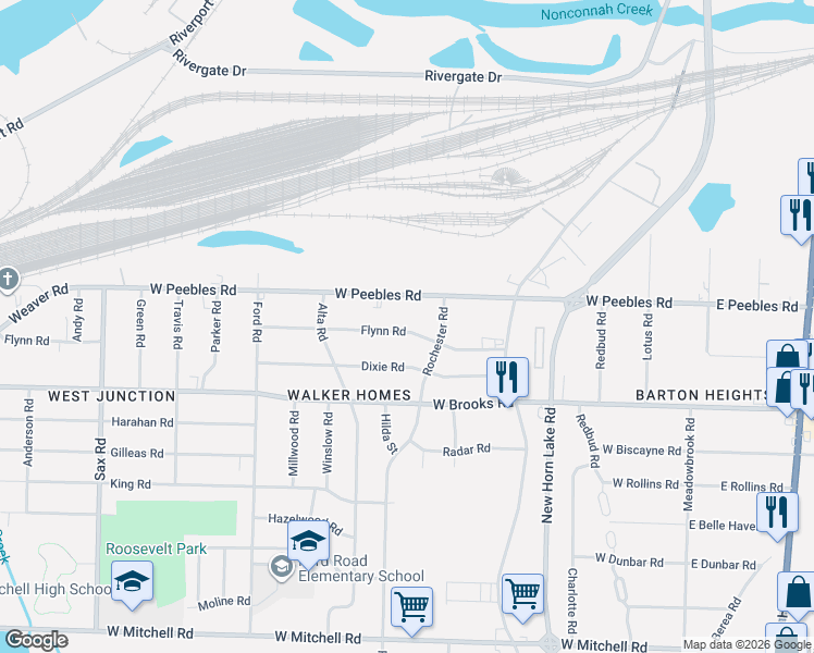 map of restaurants, bars, coffee shops, grocery stores, and more near 325 Flynn Road in Memphis