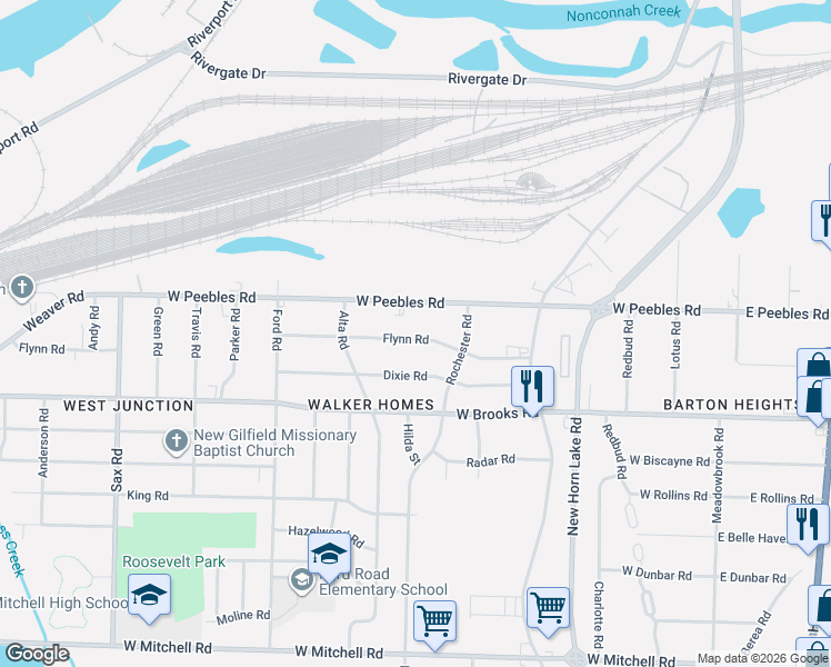 map of restaurants, bars, coffee shops, grocery stores, and more near 325 Flynn Road in Memphis
