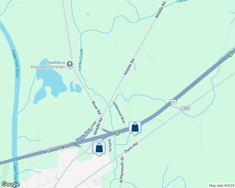 map of restaurants, bars, coffee shops, grocery stores, and more near 882 Middle Road in Fayetteville