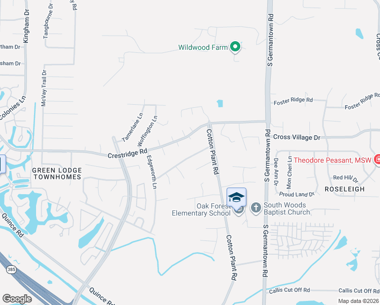 map of restaurants, bars, coffee shops, grocery stores, and more near 7333 Abercrombie Lane in Memphis