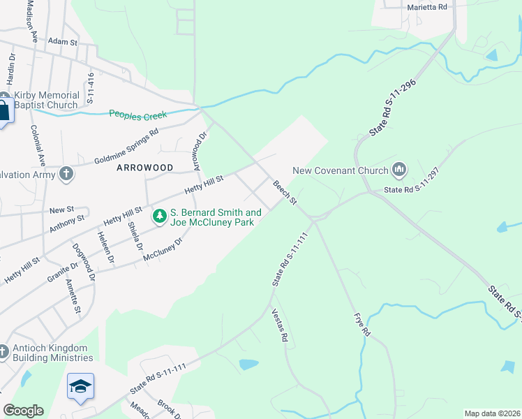 map of restaurants, bars, coffee shops, grocery stores, and more near 109 Edgehill Drive in Gaffney