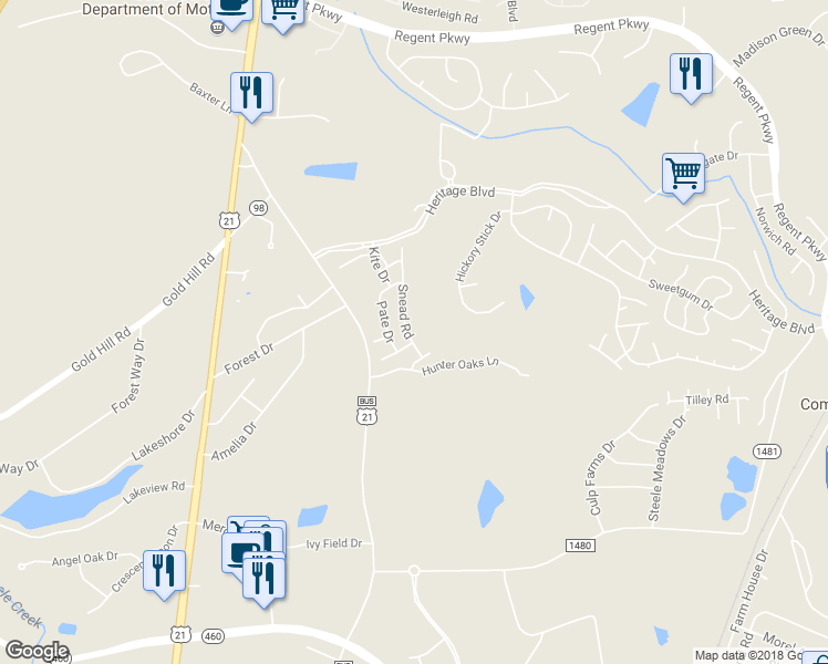 map of restaurants, bars, coffee shops, grocery stores, and more near 187 Snead Road in Fort Mill