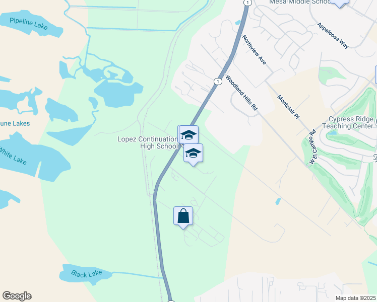 map of restaurants, bars, coffee shops, grocery stores, and more near 1055 Mesa View Drive in Arroyo Grande